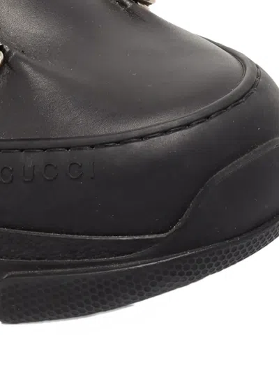 Pre-owned Gucci Flashtrek Chunky Shearling Ankle Boots In Black