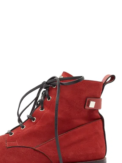Pre-owned Stuart Weitzman Lace-up Boots In Red