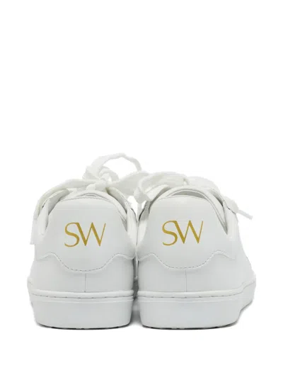 Pre-owned Stuart Weitzman Leather Sneakers In White