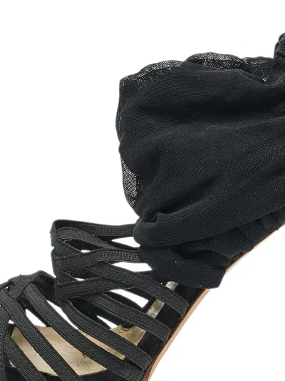 Pre-owned Fendi 75mm Mid-heel Strappy Sandals In Black