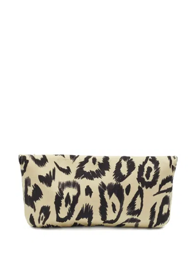 Pre-owned Chloé Abstract-print Bow-detail Clutch In Neutral