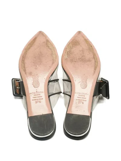 Pre-owned Aquazzura Buckle-strap Leather Mules In Black