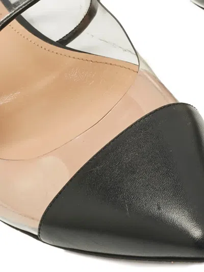 Pre-owned Aquazzura Buckle-strap Leather Mules In Black