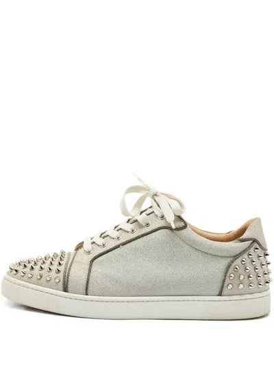 Pre-owned Christian Louboutin Spikes Sneakers In Gray