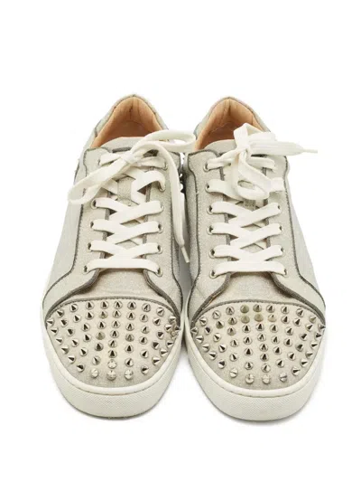 Pre-owned Christian Louboutin Spikes Sneakers In Gray