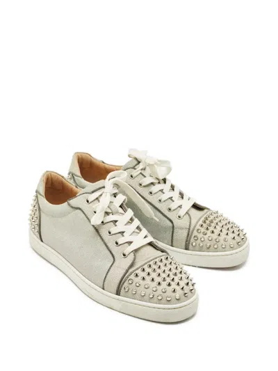 Pre-owned Christian Louboutin Spikes Sneakers In Gray