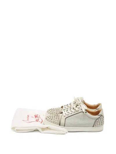 Pre-owned Christian Louboutin Spikes Sneakers In Gray
