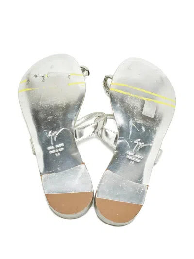 Pre-owned Giuseppe Zanotti Toe-ring Crystal-embellished Sandal In Silver