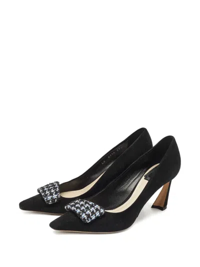 Pre-owned Dior Houndstooth Pointed Pumps In Black