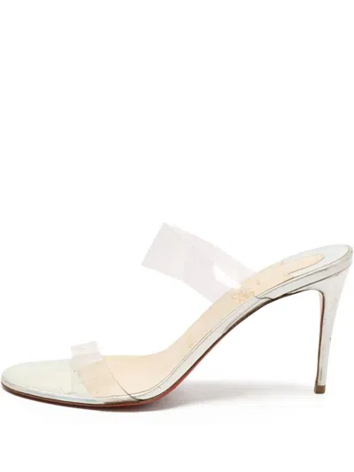 Pre-owned Christian Louboutin 100mm Just Nothing Double-strap Sandals In Neutral