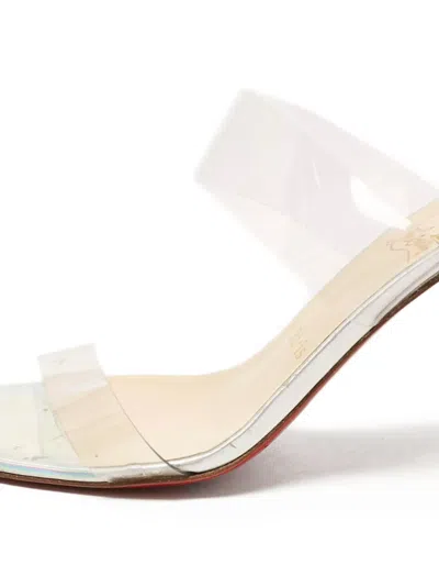 Pre-owned Christian Louboutin 100mm Just Nothing Double-strap Sandals In Neutral