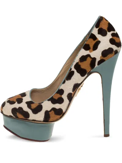 Pre-owned Charlotte Olympia 140mm Leopard-print Platform Pumps In Brown