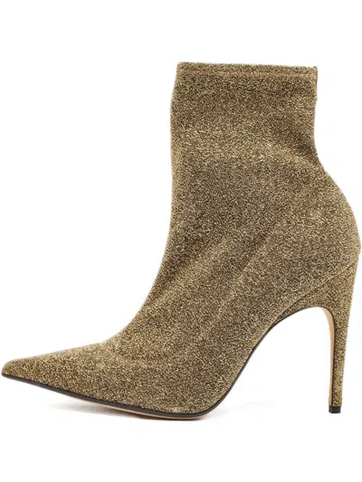 Pre-owned Sergio Rossi Vintage 110mm Glitter Pointed Boots In Yellow