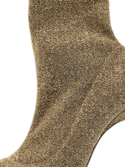 Pre-owned Sergio Rossi Vintage 110mm Glitter Pointed Boots In Yellow