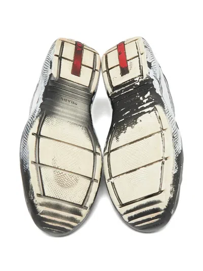 Pre-owned Prada Leather Mesh Sneakers In Black