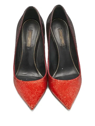 Pre-owned Louis Vuitton 110mm Liza Heeled Pumps In Orange
