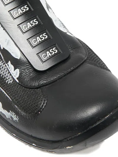 Pre-owned Prada Leather Mesh Sneakers In Black