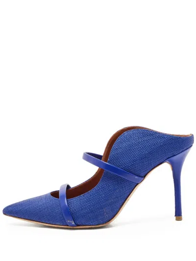 Pre-owned Malone Souliers 80mm Pointed-toe Heeled Pumps In Blue