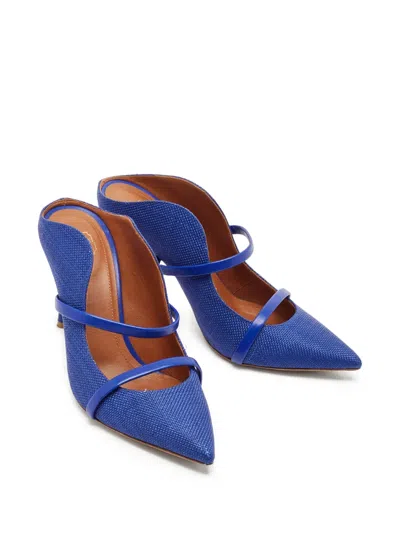 Pre-owned Malone Souliers 80mm Pointed-toe Heeled Pumps In Blue
