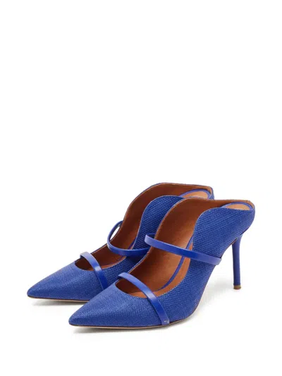 Pre-owned Malone Souliers 80mm Pointed-toe Heeled Pumps In Blue