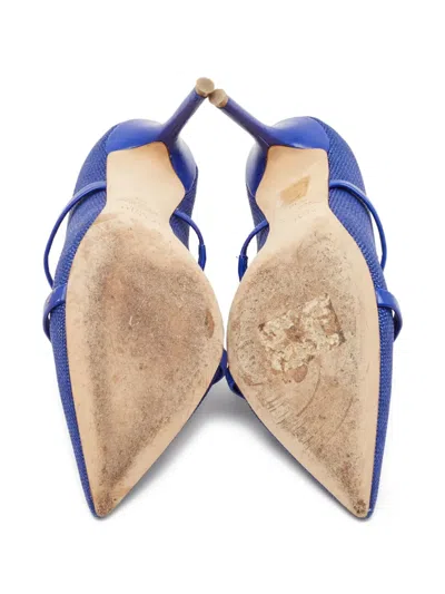 Pre-owned Malone Souliers 80mm Pointed-toe Heeled Pumps In Blue