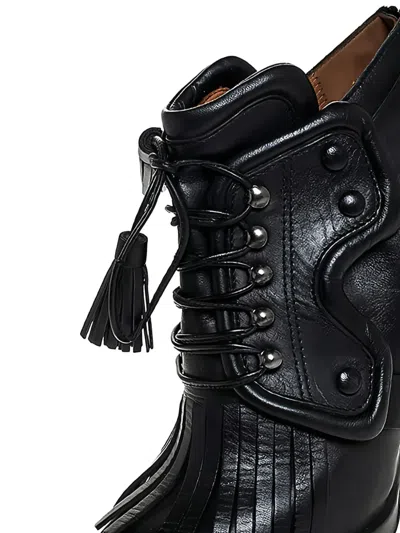 Pre-owned Givenchy 120mm Fringe Lace-p Boots In Black