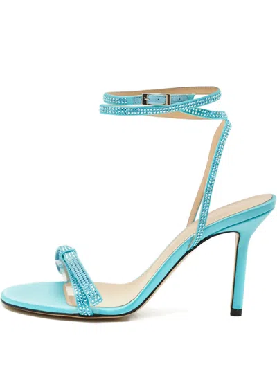 Pre-owned Mach&mach 90mm French Bow Sandals In Blue