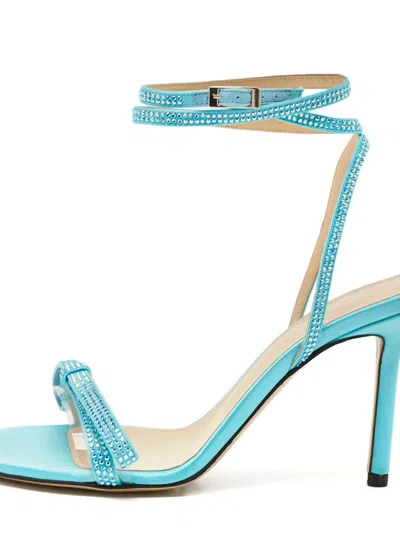 Pre-owned Mach&mach 90mm French Bow Sandals In Blue