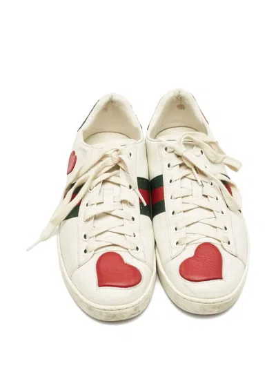 Pre-owned Gucci 2024 Web Stripe Sneakers In White