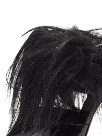 Pre-owned Pierre Hardy 110mm Patent Leather Fur Booties In Black