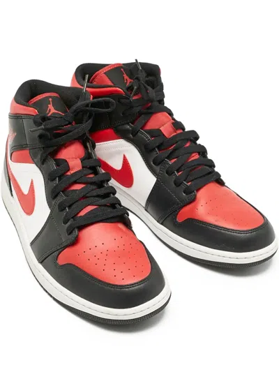 Pre-owned Jordan Air  1 Mid Leather Sneakers In Red