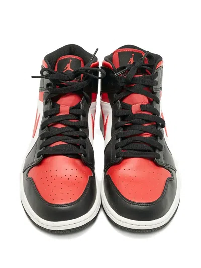 Pre-owned Jordan Air  1 Mid Leather Sneakers In Red