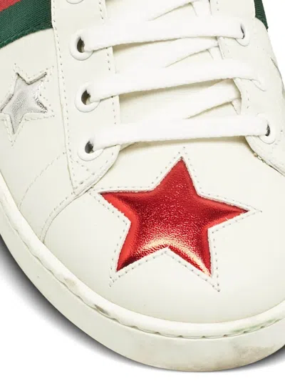 Pre-owned Gucci Star-embellishment Sneakers In White