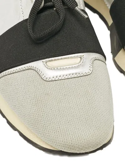 Pre-owned Balenciaga Race Runner Leather Sneakers In Gray