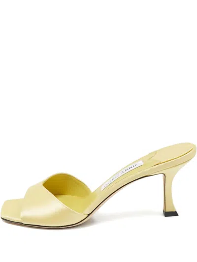 Pre-owned Jimmy Choo Satin Slide Sandals In Yellow