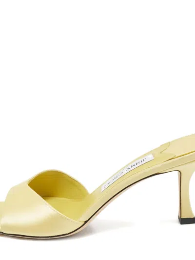 Pre-owned Jimmy Choo Satin Slide Sandals In Yellow