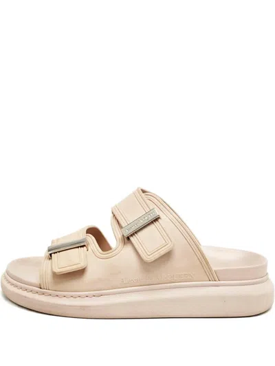 Pre-owned Alexander Mcqueen 2024 Sculptural Rubber Slides In Neutral