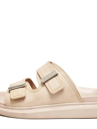Pre-owned Alexander Mcqueen 2024 Sculptural Rubber Slides In Neutral