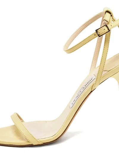 Pre-owned Jimmy Choo 105mm Leather Ankle-strap Sandals In Yellow