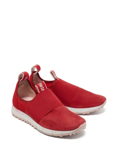 Pre-owned Jimmy Choo Oakland Mesh Suede Sneakers In Red