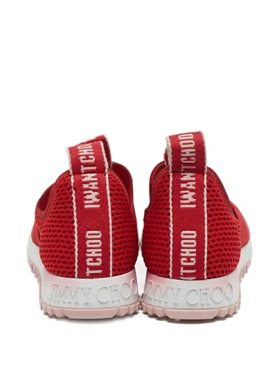 Pre-owned Jimmy Choo Oakland Mesh Suede Sneakers In Red