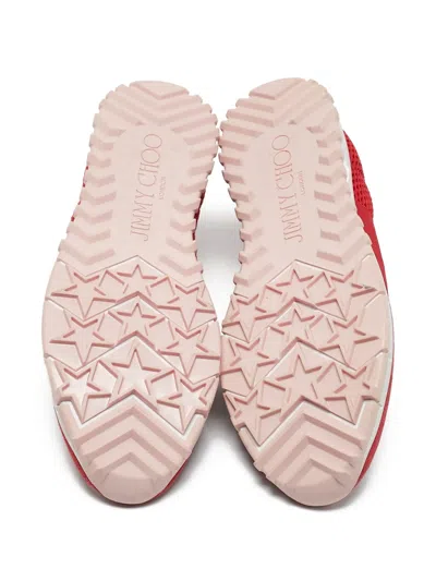 Pre-owned Jimmy Choo Oakland Mesh Suede Sneakers In Red