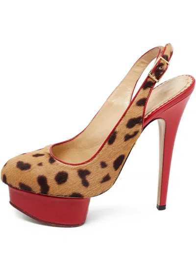 Pre-owned Charlotte Olympia 140mm Leopard-pattern Platform Pumps In Brown