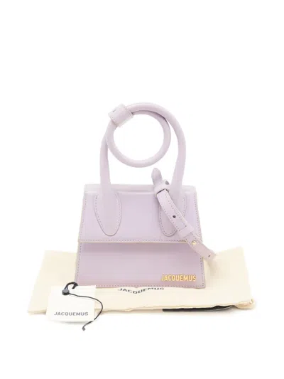 Pre-owned Jacquemus Le Chiquito Leather Rolled-handle Mini Bag In Purple