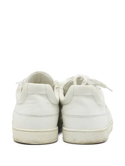 Pre-owned Dior Leather Bee-emblem Sneakers In White