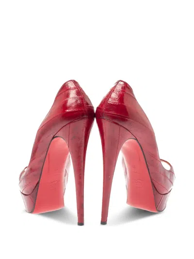 Pre-owned Christian Louboutin 15mm Lady Peep Pumps In Red