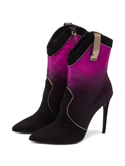 Pre-owned Loriblu 120mm Calf-hair Cowboy Boot In Purple