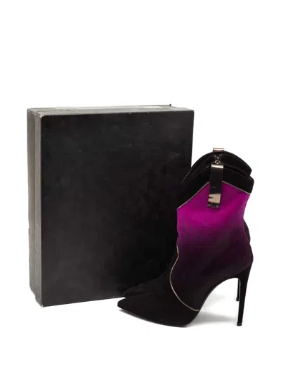 Pre-owned Loriblu 120mm Calf-hair Cowboy Boot In Purple