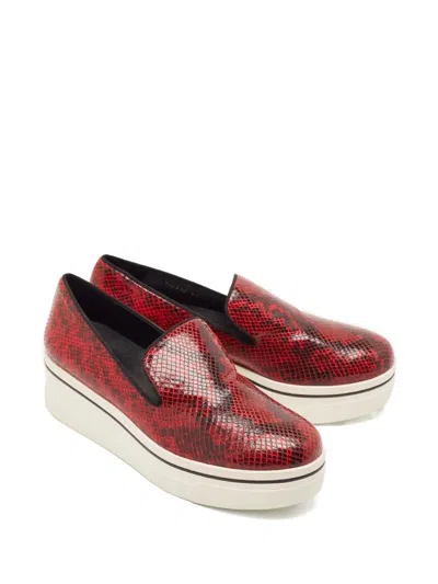 Pre-owned Stella Mccartney Platform Snake-effect Loafers In Red