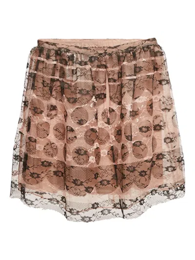 Pre-owned Red Valentino Tulle Lace Skirt In Neutral